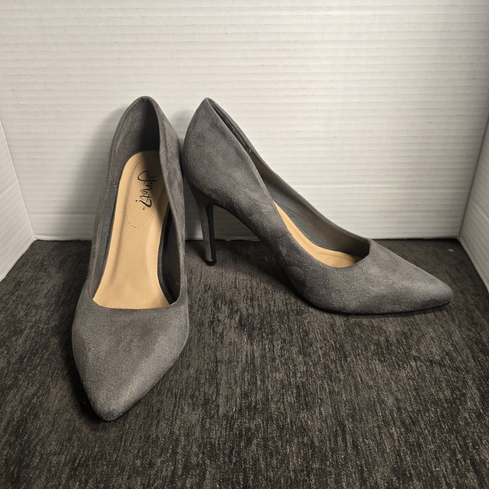 Y Not? Euclid Stiletto Faux Suede Womens‎ Size 9M Gray Neutral Minimalist